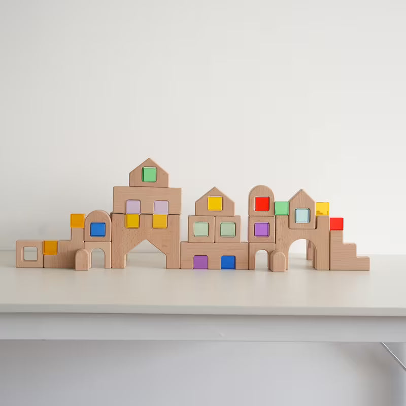 40-Piece Wooden Acrylic Caste Block Set