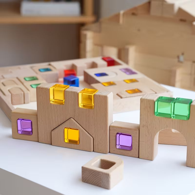 40-Piece Wooden Acrylic Caste Block Set