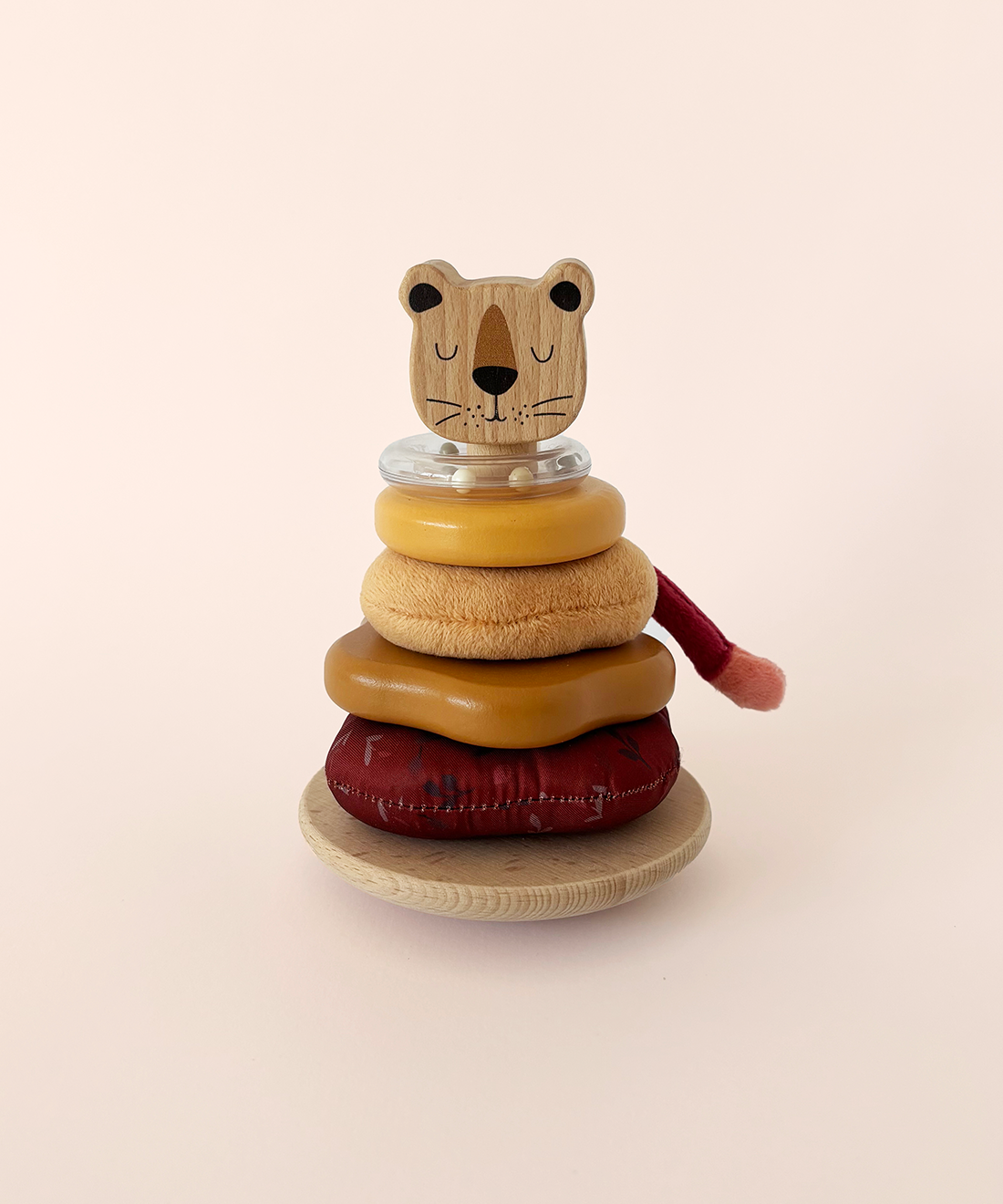 Lion Stacking Ring (Mixed wood & plush)