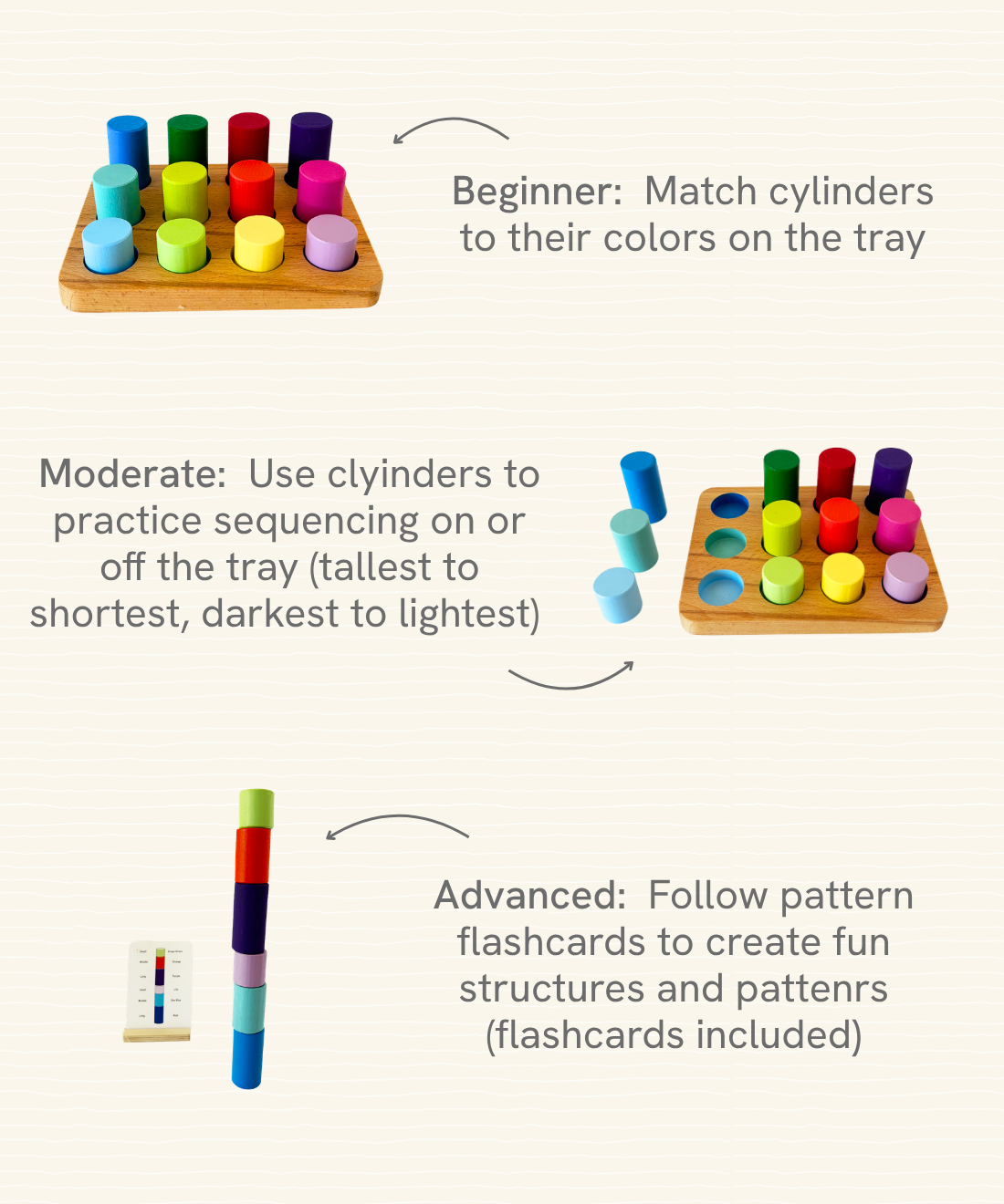 Wooden Color Match Cylinder Set