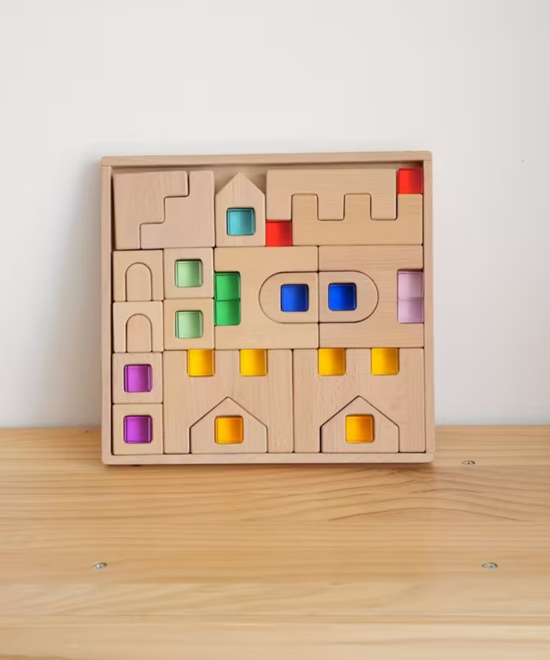 40-Piece Wooden Acrylic Caste Block Set