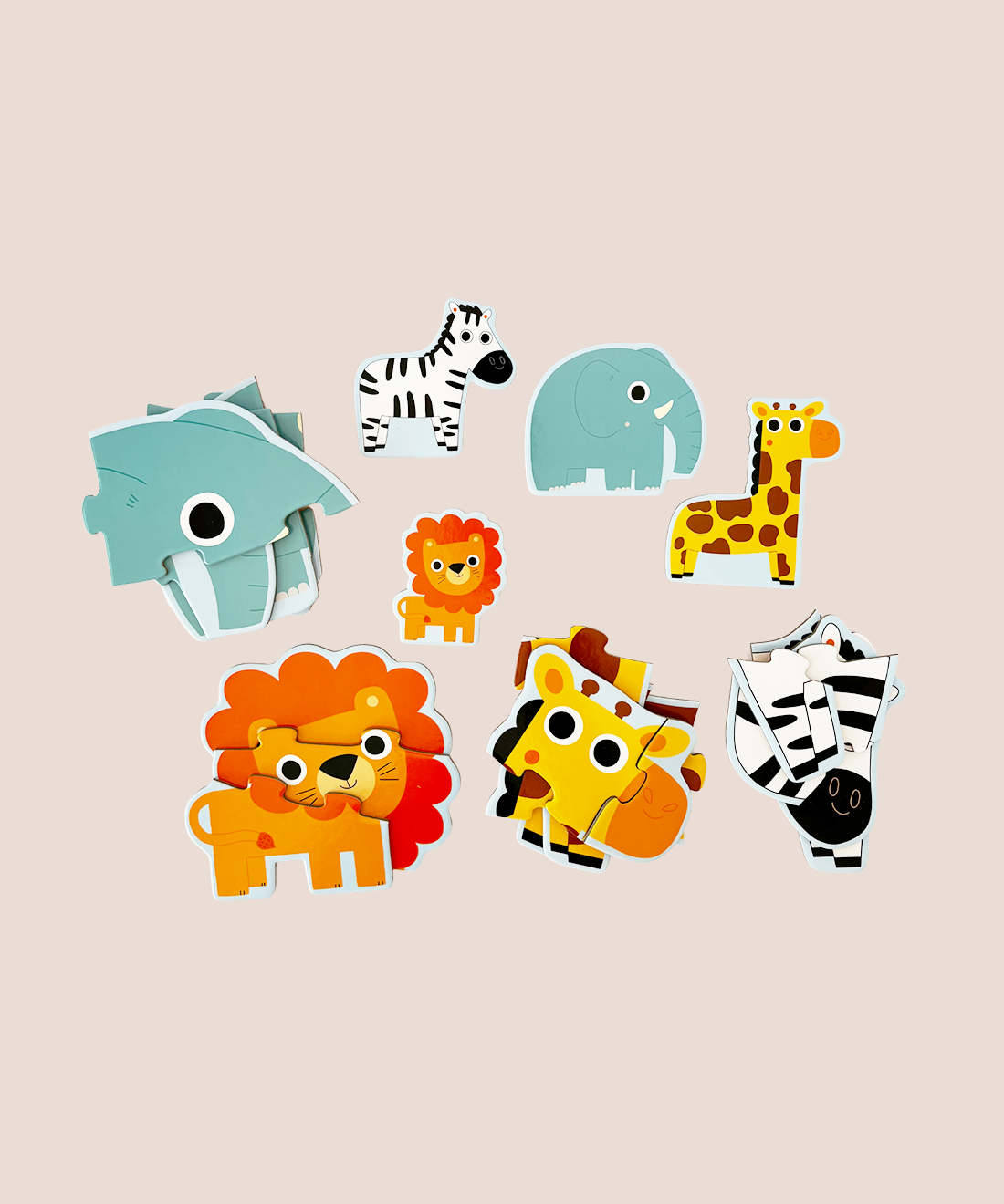 Progressive Animal Puzzles - 4 puzzle set