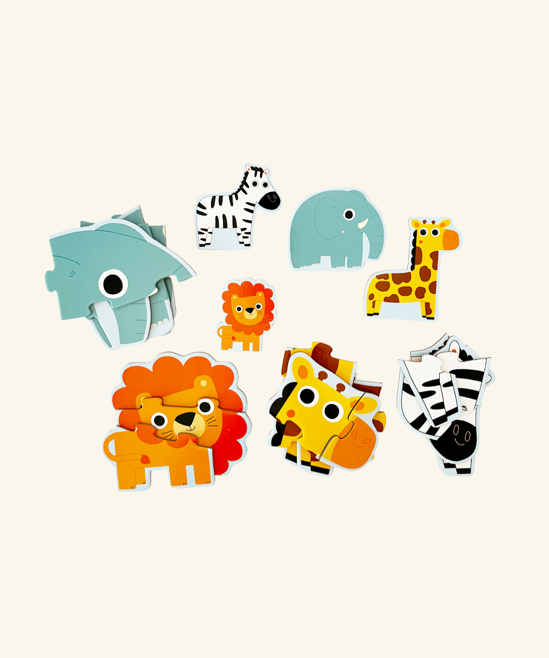 Progressive Animal Puzzles - 4 puzzle set