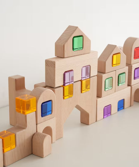 40-Piece Wooden Acrylic Caste Block Set