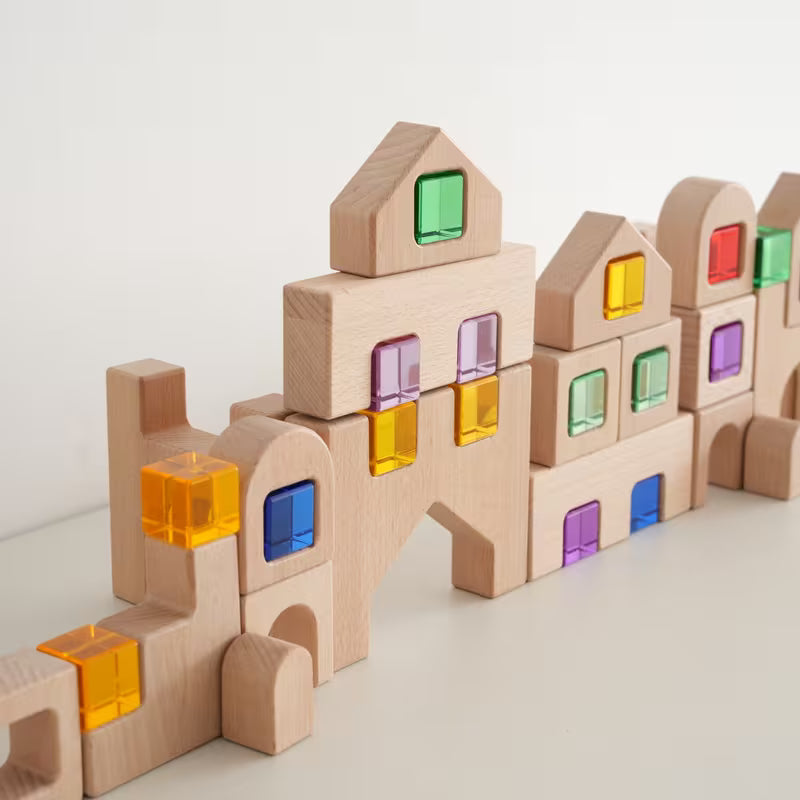40-Piece Wooden Acrylic Caste Block Set