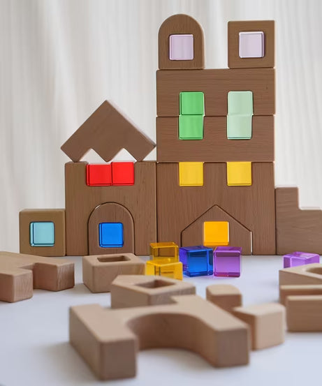 40-Piece Wooden Acrylic Caste Block Set