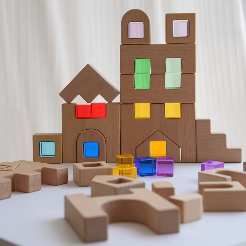 40-Piece Wooden Acrylic Caste Block Set