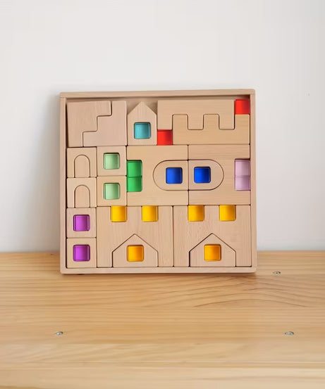 40-Piece Wooden Acrylic Caste Block Set