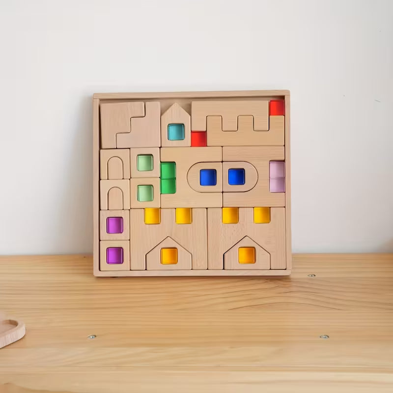 40-Piece Wooden Acrylic Caste Block Set