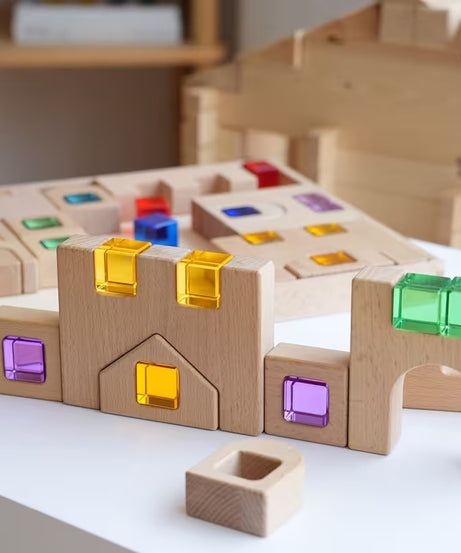 40-Piece Wooden Acrylic Caste Block Set