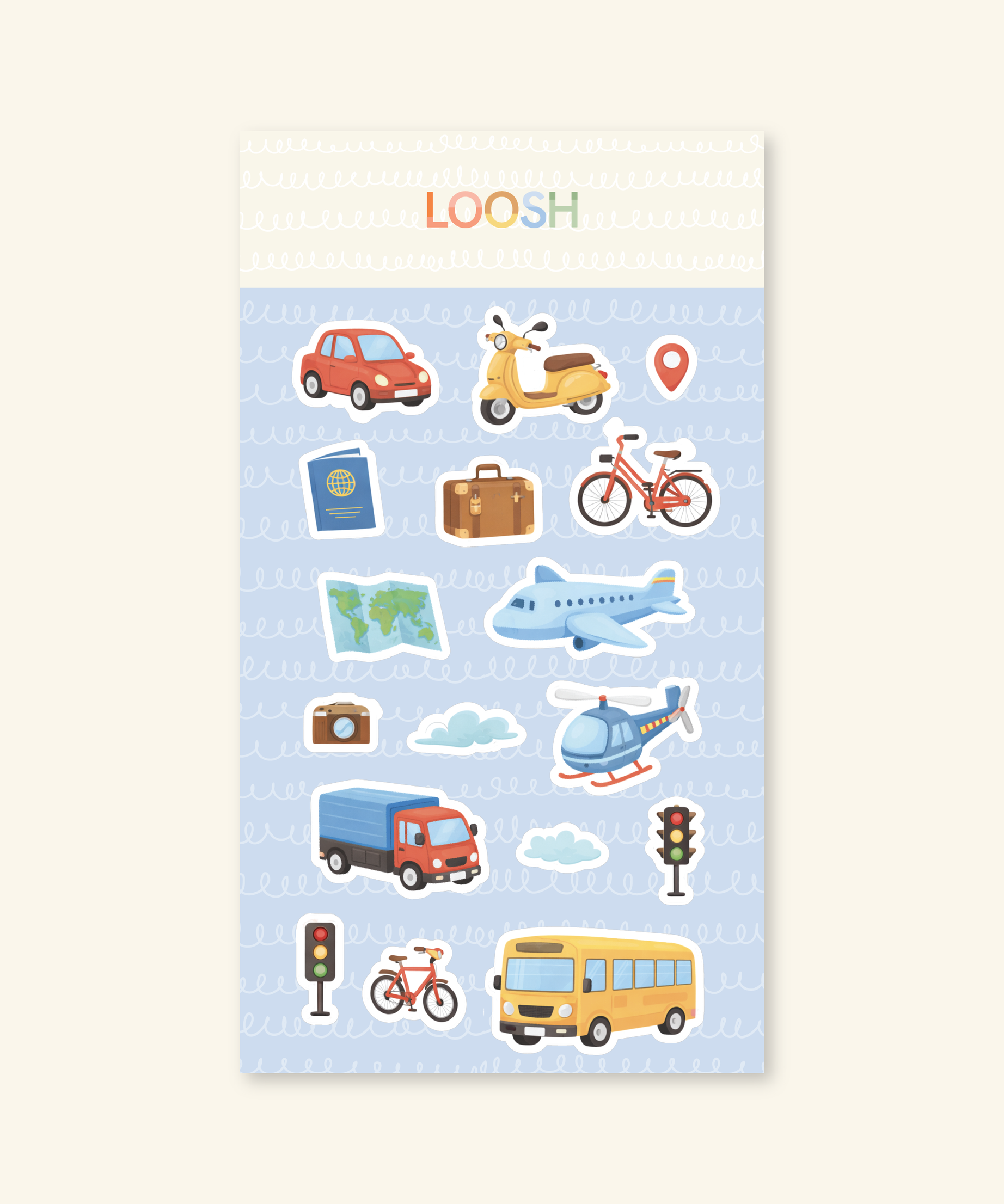 LOOSH 8-Sheet Puffy Sticker Set