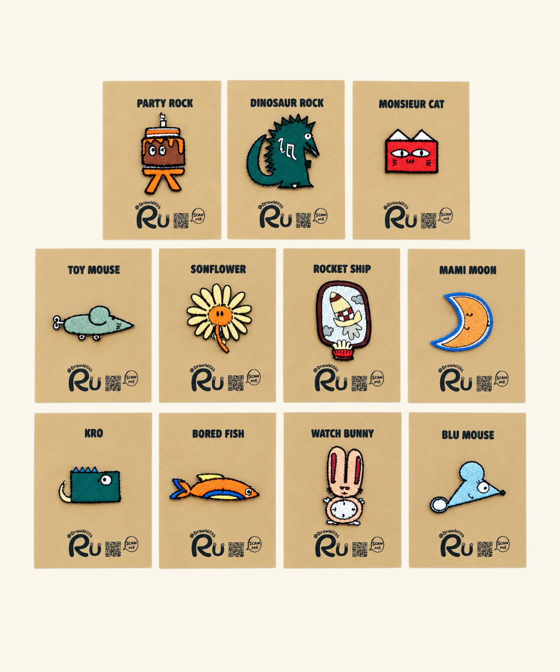 Ru – Embroidered Magnetic Brooches