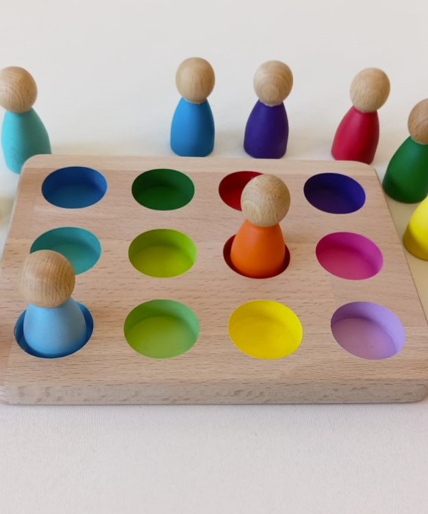 Color Match Dolls- Wooden tray set