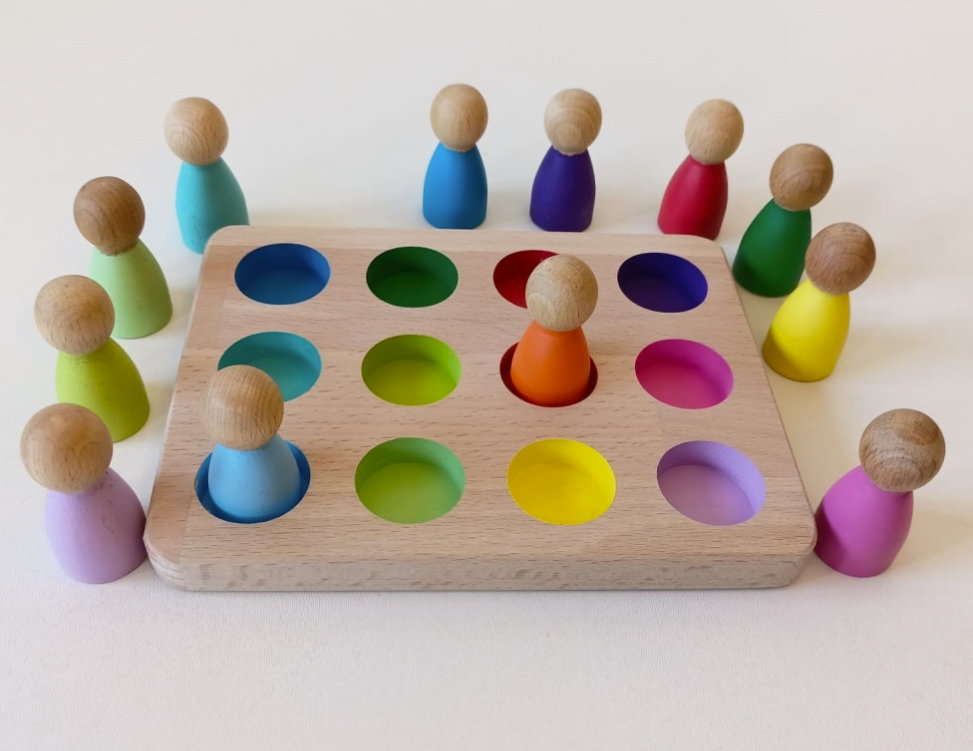 Color Match Dolls- Wooden tray set