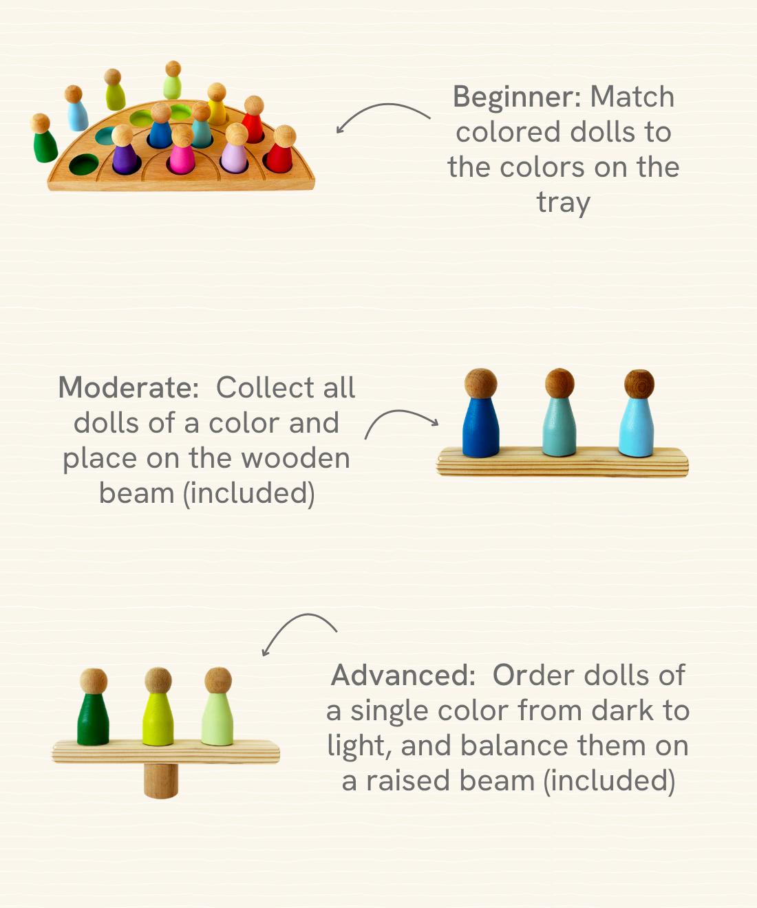 Wooden Color Match Dolls Set