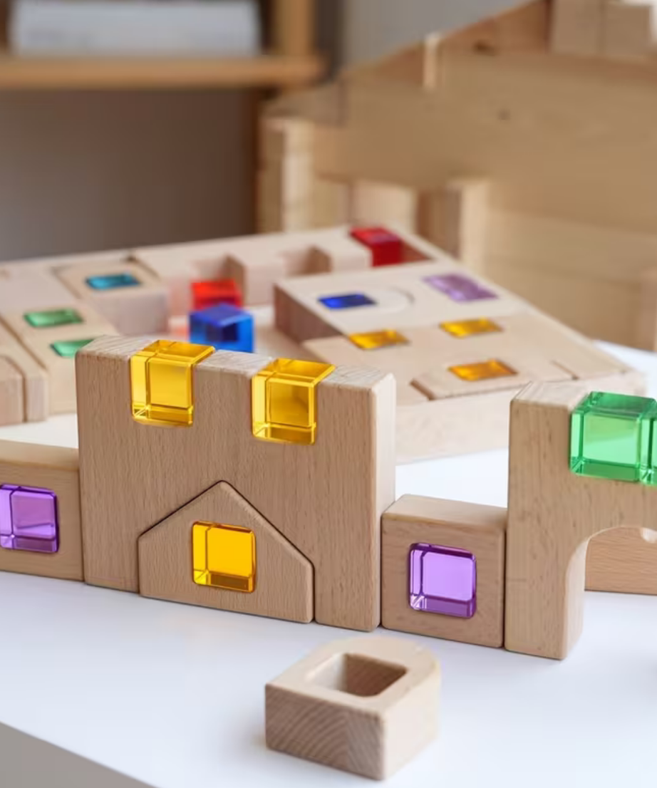40-Piece Wooden Acrylic Caste Block Set
