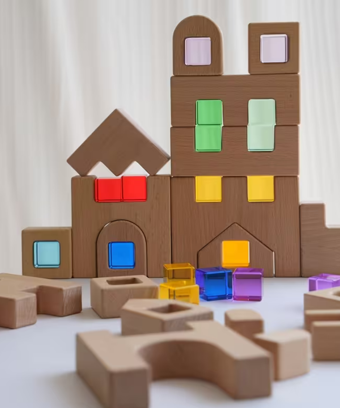 40-Piece Wooden Acrylic Caste Block Set